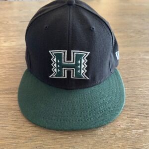 New Era 59 Fifty University Of Hawaii Fitted Cap-Green /Black-100% Wool-USA Made